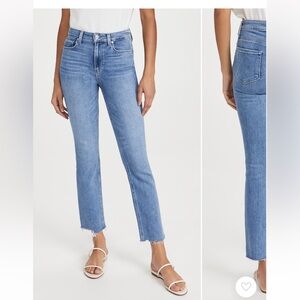 PAIGE jeans/ Cindy high rise straight ankle/ raw hem / cropped / size 25